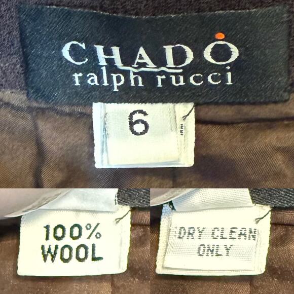Chado Ralph Rucci Vintage 100% Wool Brown Pants Trousers Whipstitch Detail sz 6 - Picture 7 of 9